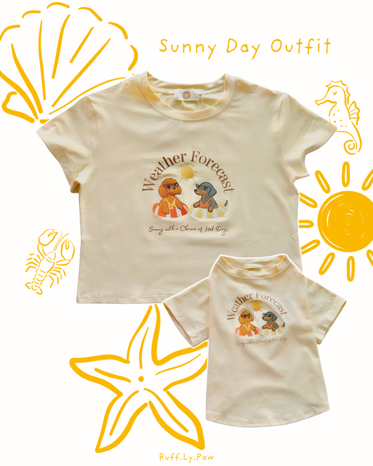 Matching T-shirt Weather Forecast Light Yellow Matching Tee (Human + Pup)