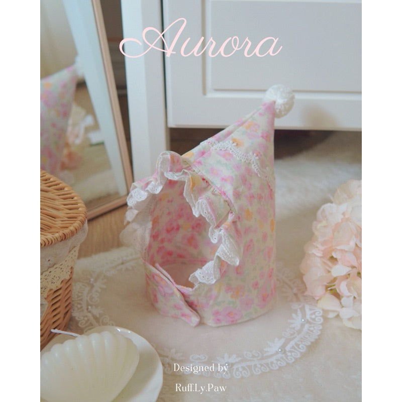 Aurora Set ชุดสัตว์เลี้ยงปกfluffyพร้อมหมวกปลายแหลมสุขน่ารัก