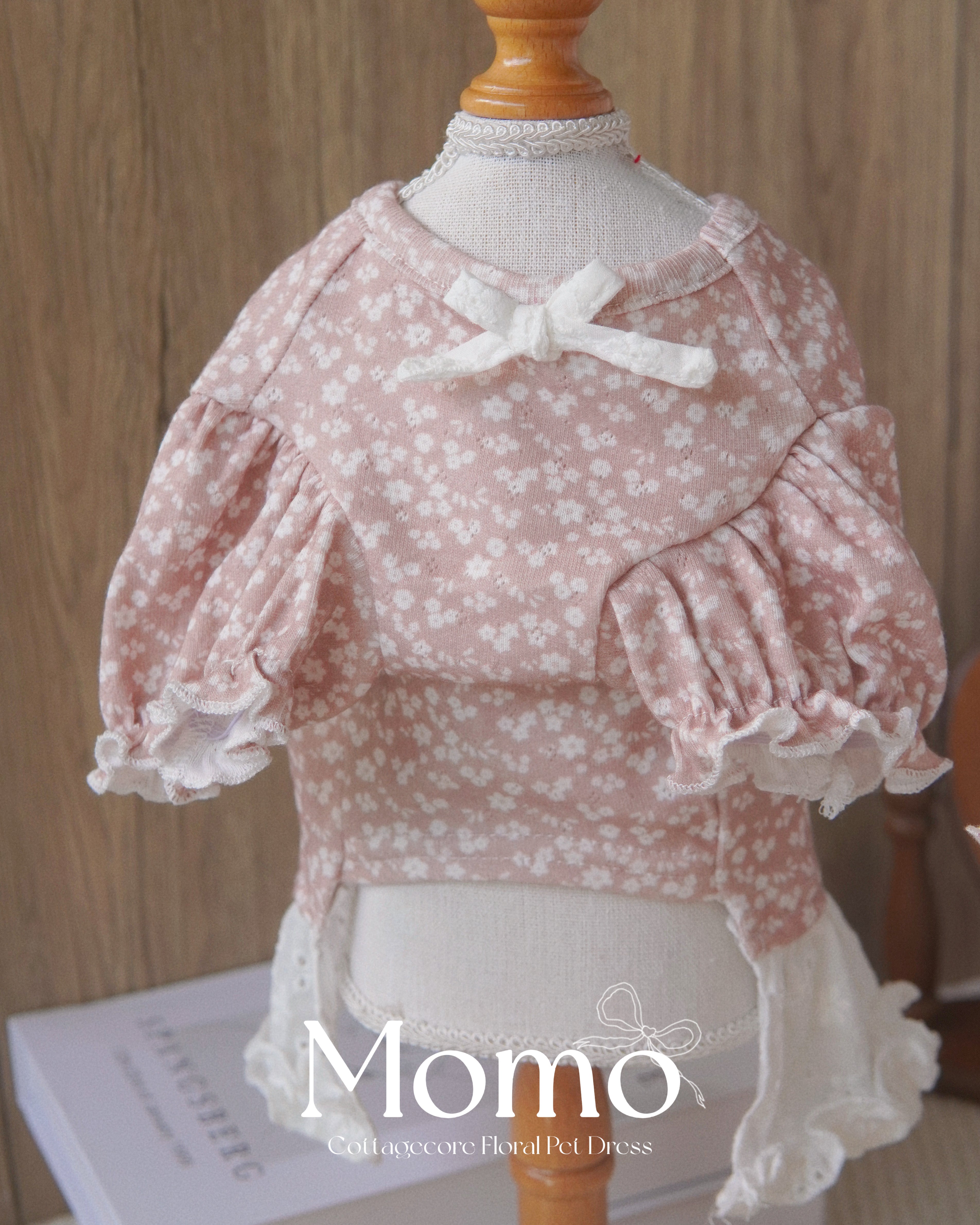 Momo Dress – Vintage Floral Puff Sleeve Pet Apparel