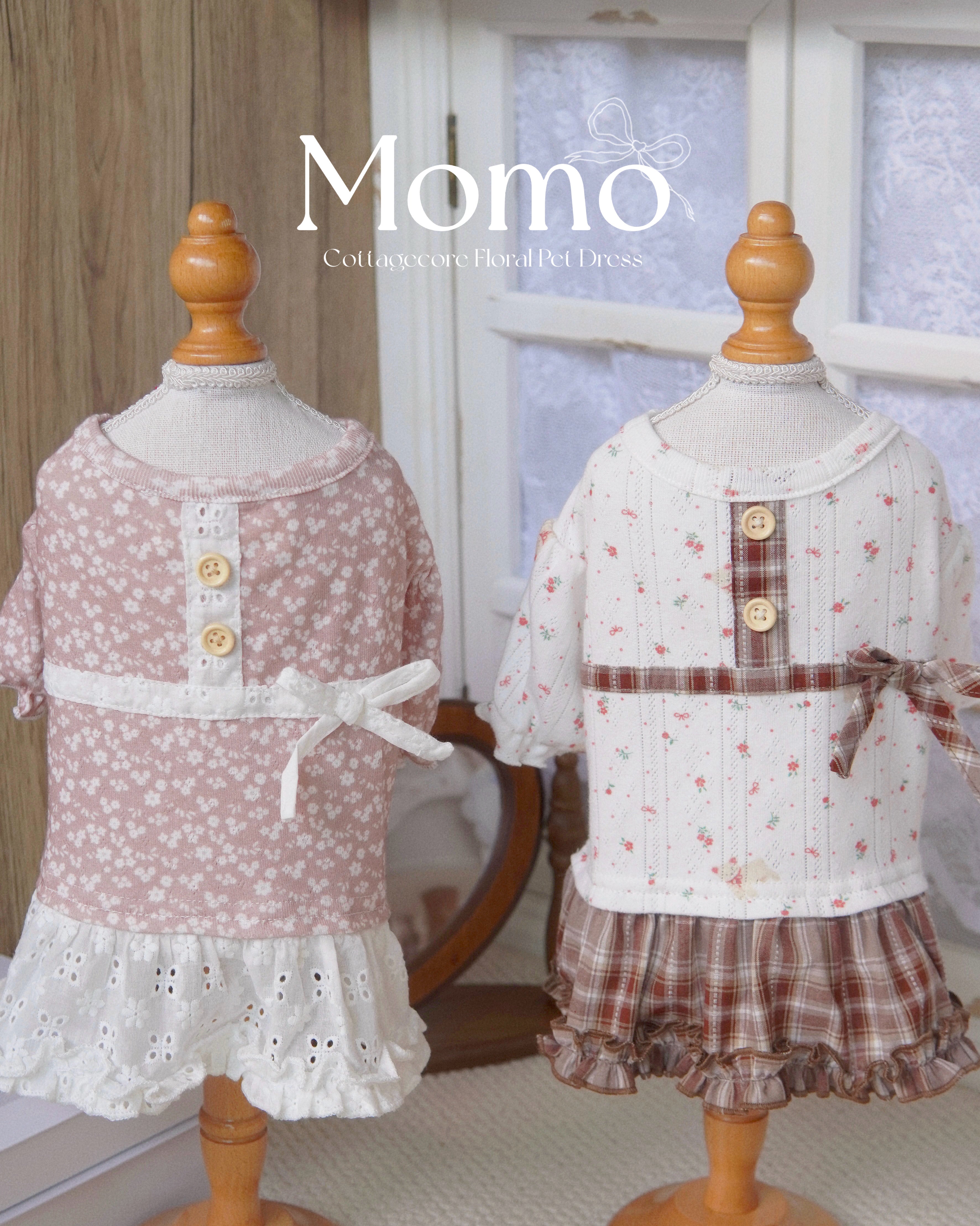 Momo Dress – Vintage Floral Puff Sleeve Pet Apparel