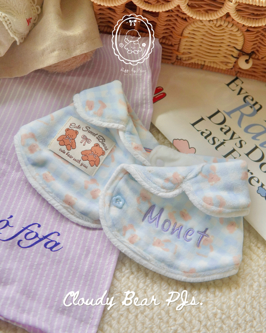 Cloudy Bear Pyjamas: Ultra-Soft Velvet Pet Sleepwear with Artistic Embroidery