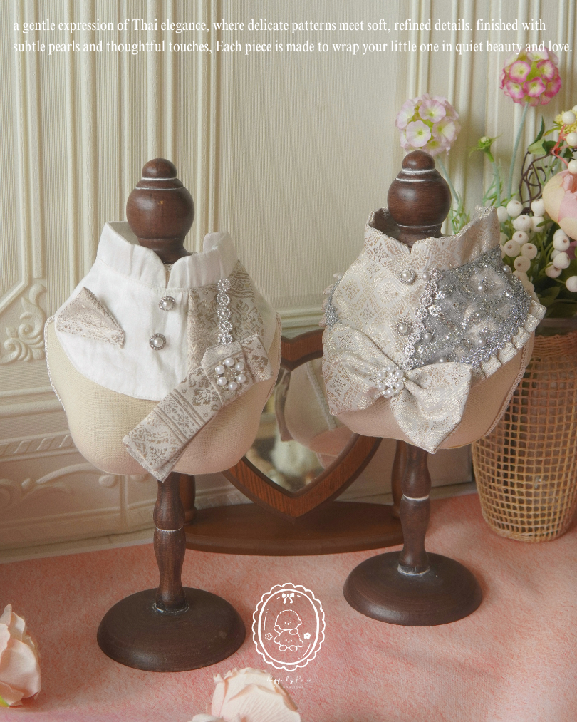 Sirin Pearl — Thai-Inspired Luxury Dog Outfit with Pearl & Lace Details