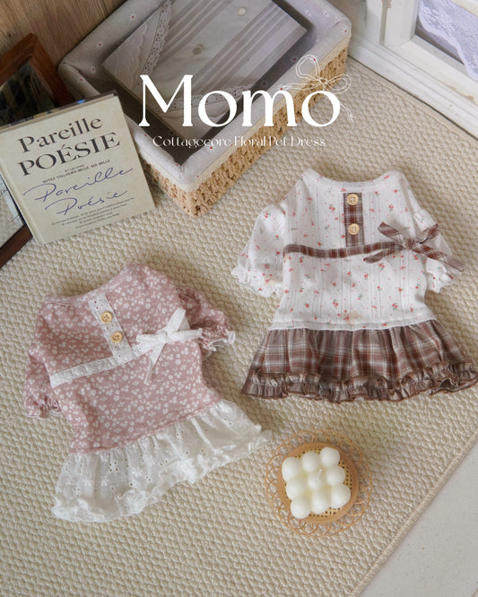 Momo Dress – Vintage Floral Puff Sleeve Pet Apparel