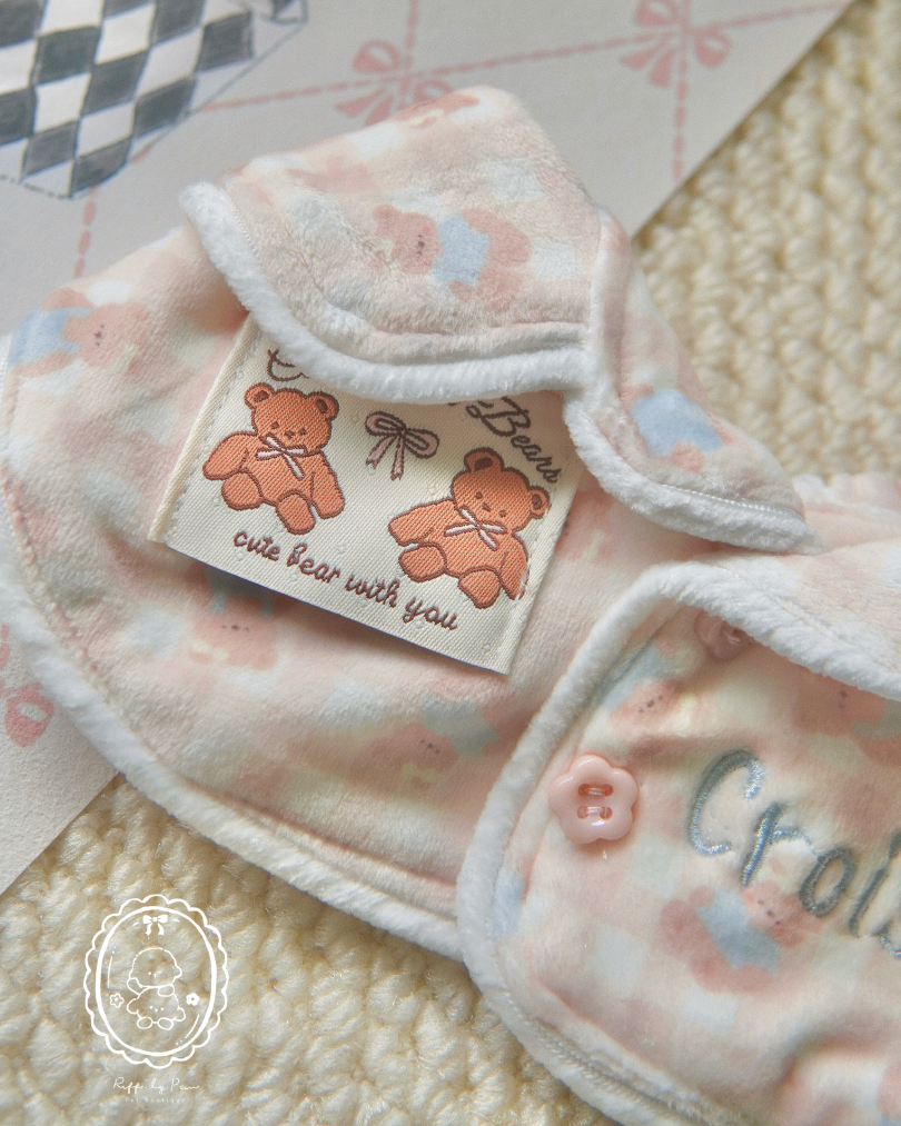 Cloudy Bear Pyjamas: Ultra-Soft Velvet Pet Sleepwear with Artistic Embroidery