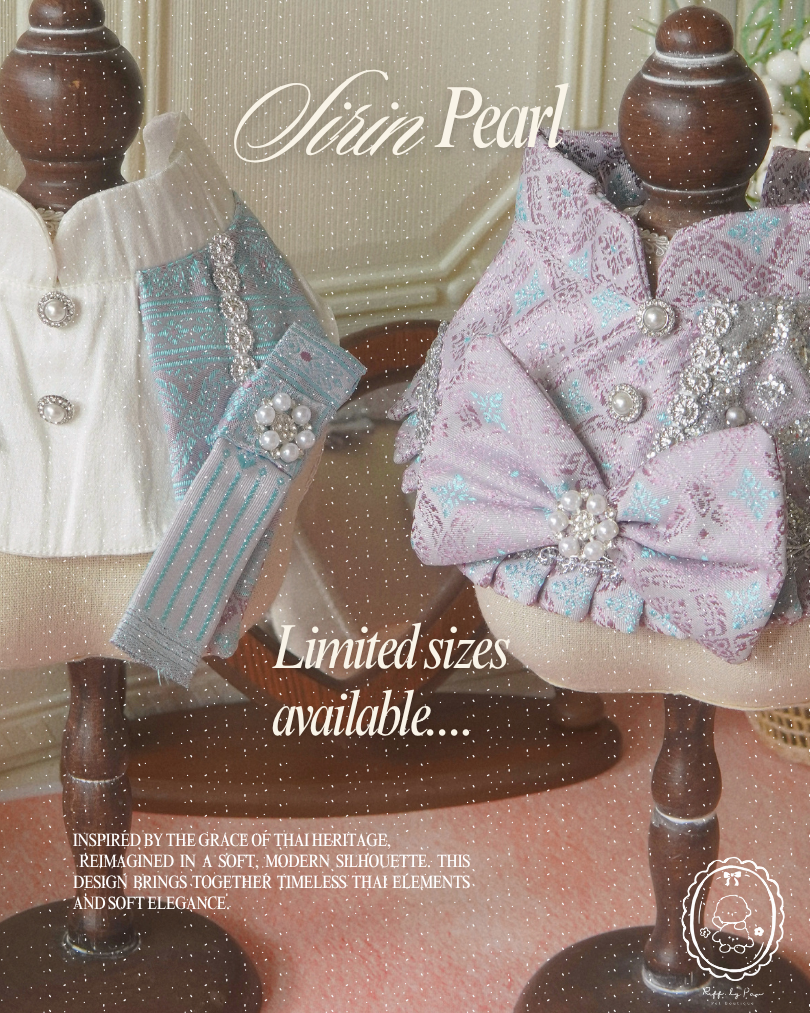 Sirin Pearl — Thai-Inspired Luxury Dog Outfit with Pearl & Lace Details