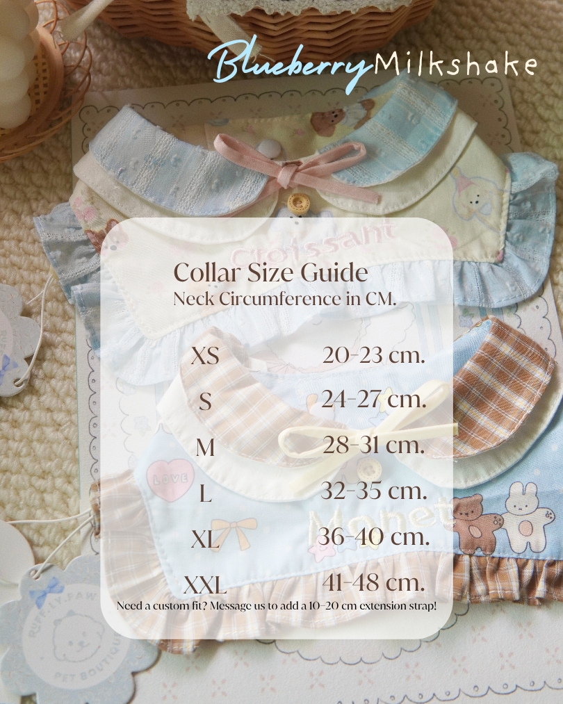 Blueberry Milkshake Pet Collar with Embroidery – Personalized Peter Pan Ruffle Collar for Cats & Dogs