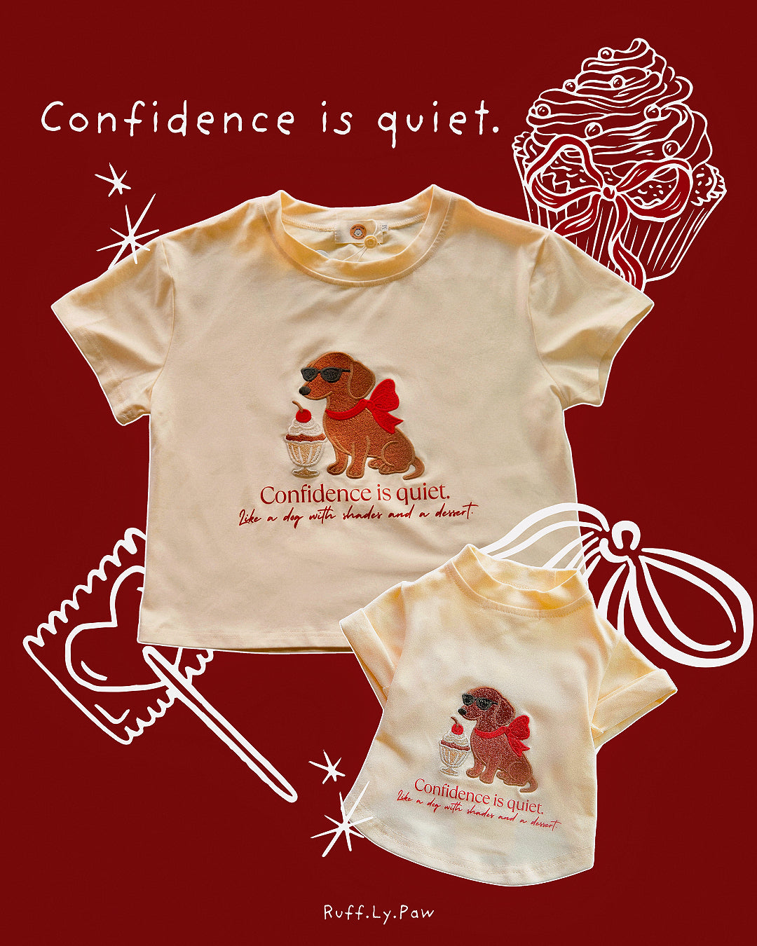 Matching T-shirt Confidence is quiet Cream Matching Tee (Human +