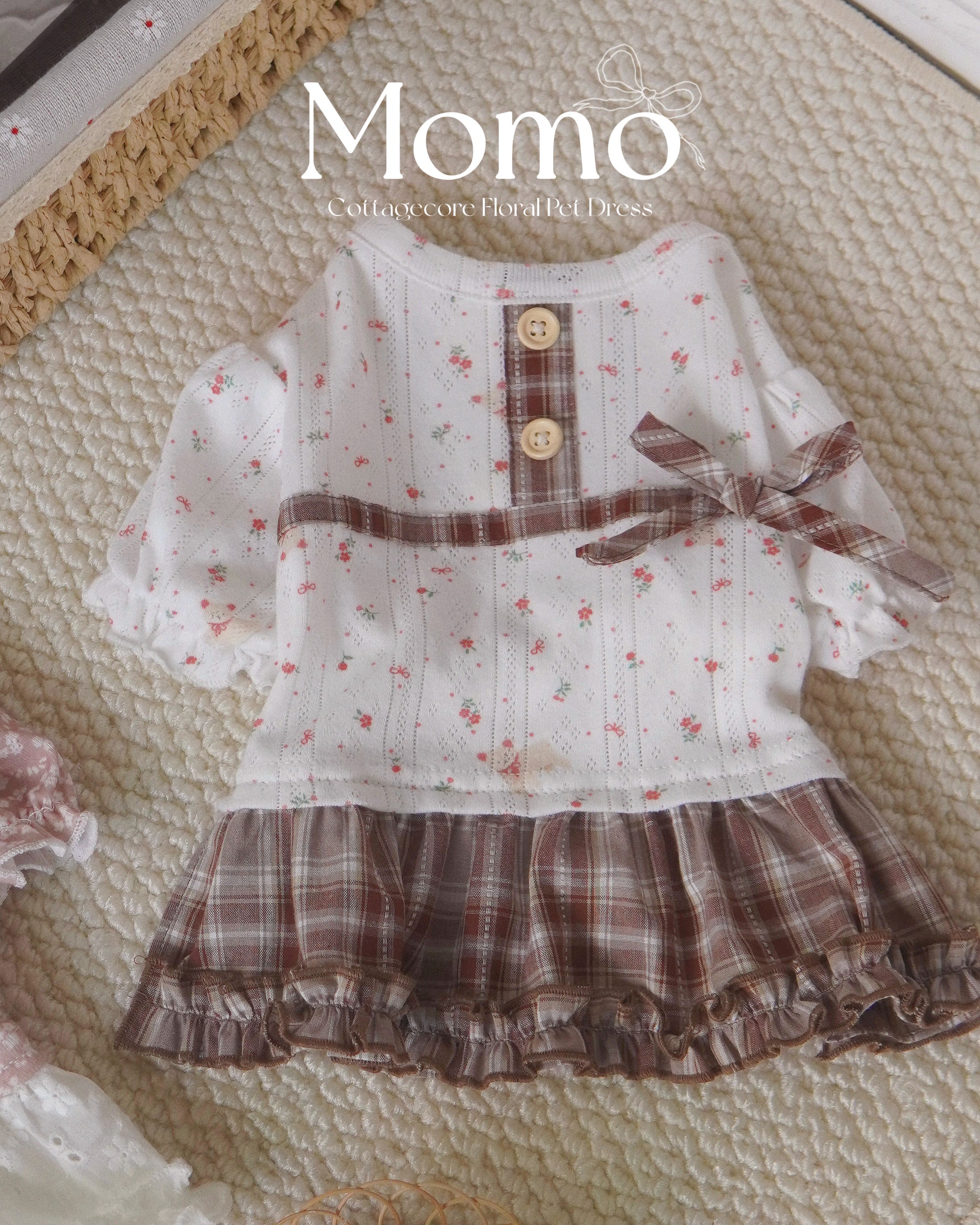 Momo Dress – Vintage Floral Puff Sleeve Pet Apparel