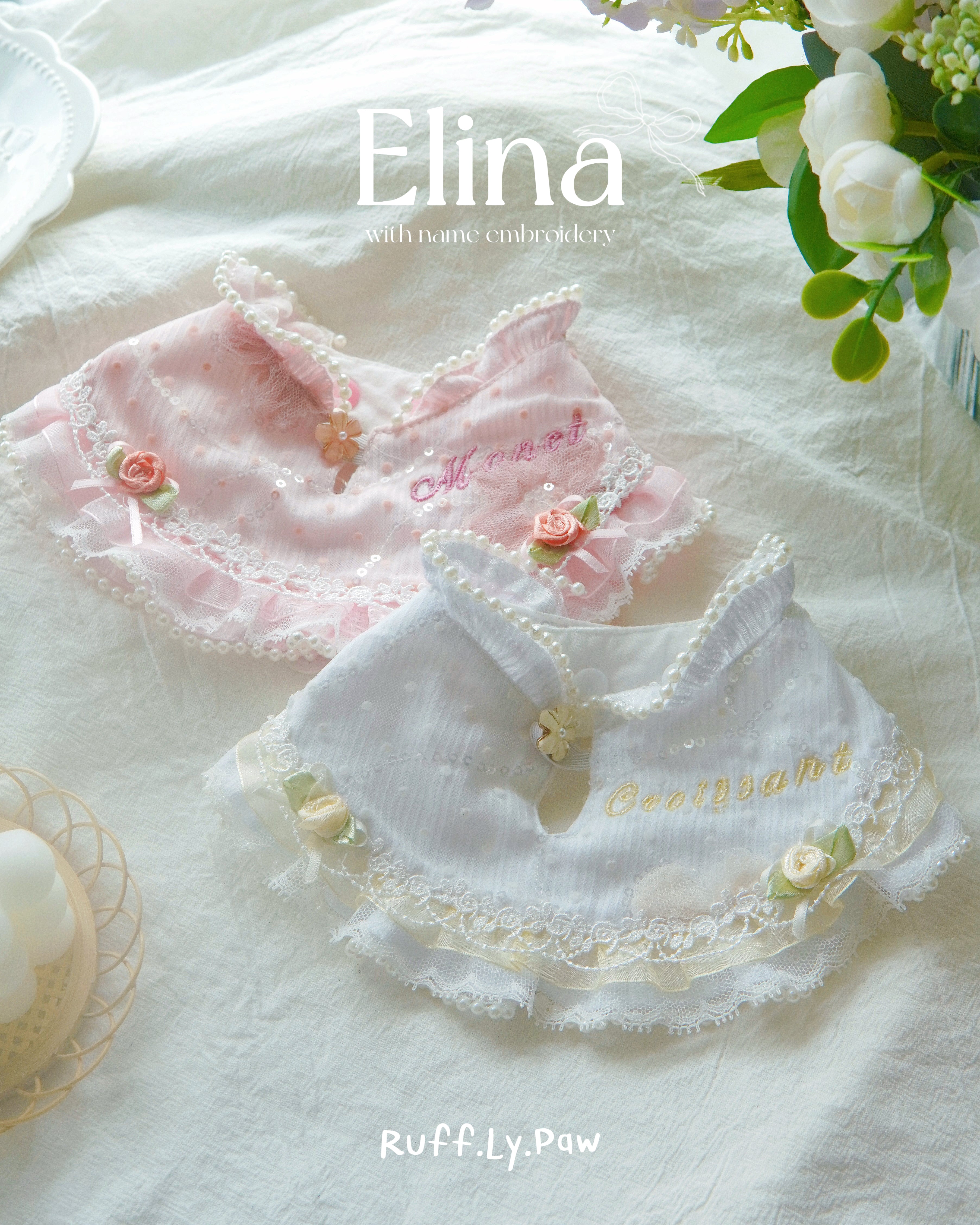 Elina Vintage Pearl Pet Collar