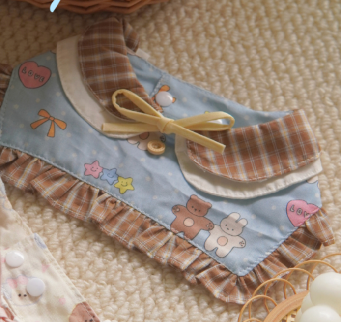 Blueberry Milkshake Pet Collar with Embroidery – Personalized Peter Pan Ruffle Collar for Cats & Dogs