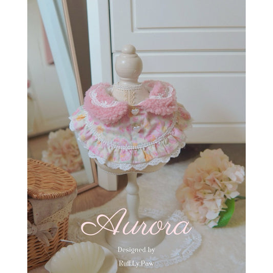 Aurora Set ชุดสัตว์เลี้ยงปกfluffyพร้อมหมวกปลายแหลมสุขน่ารัก