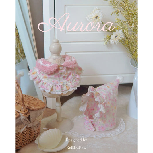 Aurora Set ชุดสัตว์เลี้ยงปกfluffyพร้อมหมวกปลายแหลมสุขน่ารัก
