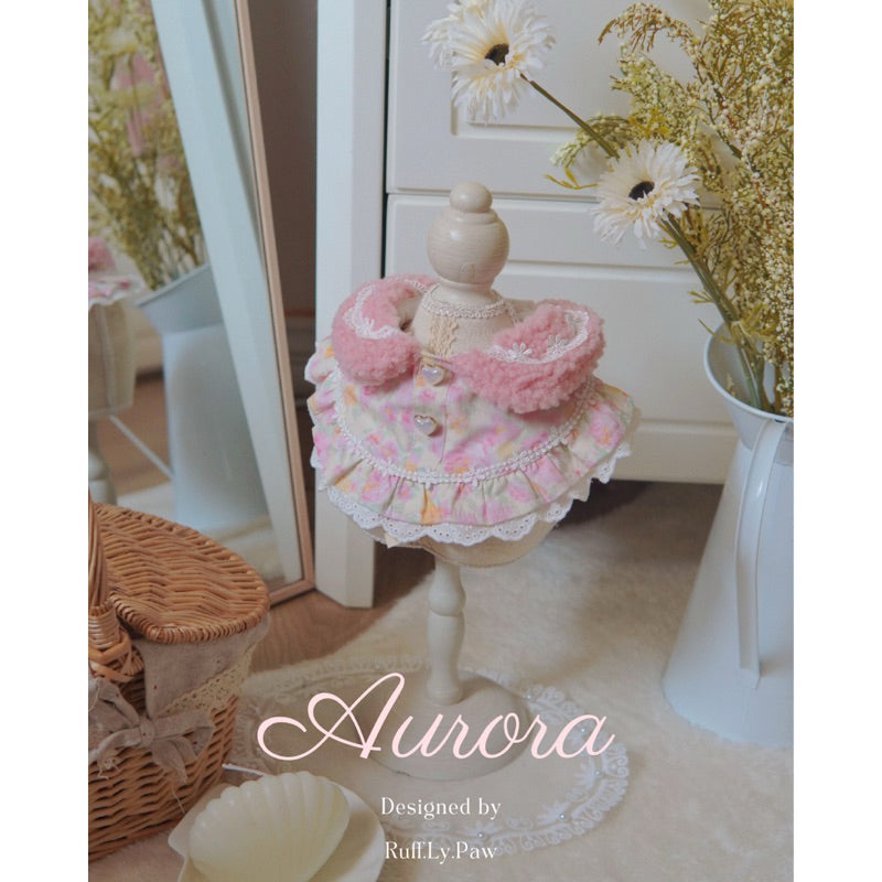 Aurora Set ชุดสัตว์เลี้ยงปกfluffyพร้อมหมวกปลายแหลมสุขน่ารัก