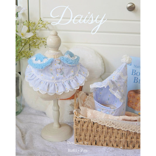 Daisy - New Fluffy Collar by Ruff.Ly.Paw คอลล่าสีฟ้าปกนุ่มนิ่มพร้อมหมวกปลายแหลม