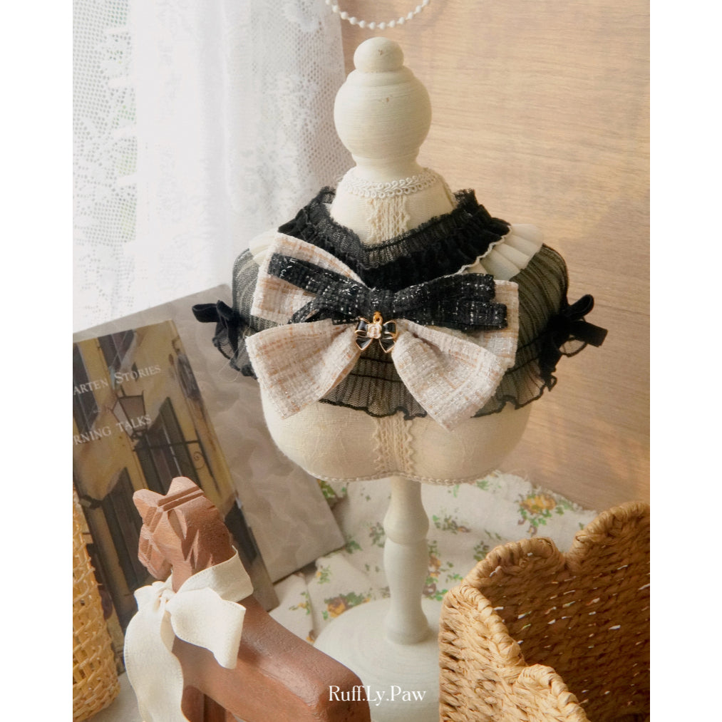 Estella – Velvet Bow Pleated Collar
