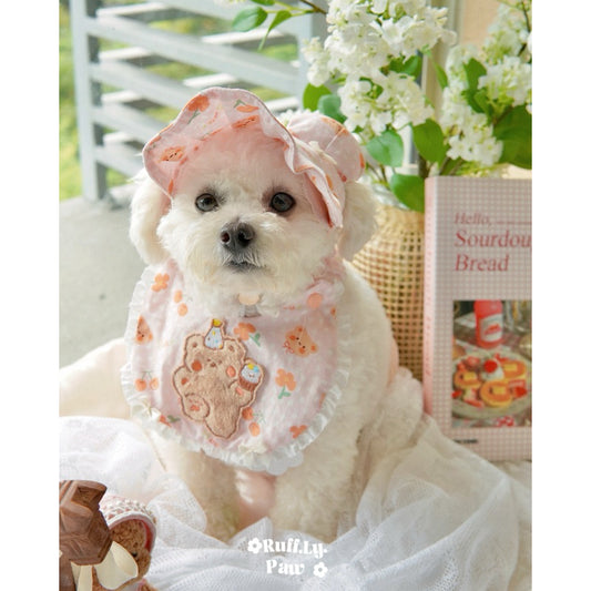 Teddy Tart Fluffy Pet Bib and Bear Hat
